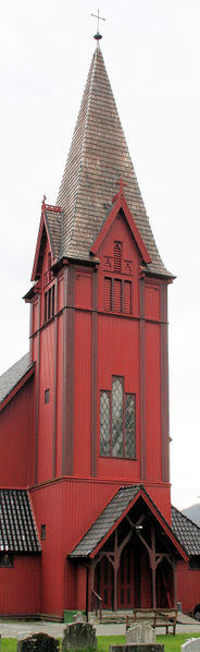 Fil:Stedje kyrkje, tårnet frå vest, AMH 2009.jpg