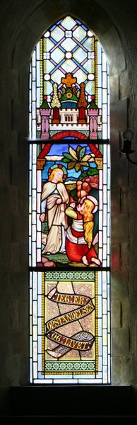 Fil:Ullensvang, glasmåleri vest i skipet 1AMH 2005.jpg