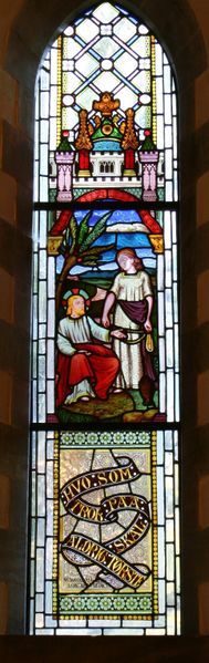 Fil:Ullensvang, glasmåleri vest i skipet 2 AMH 2005.jpg